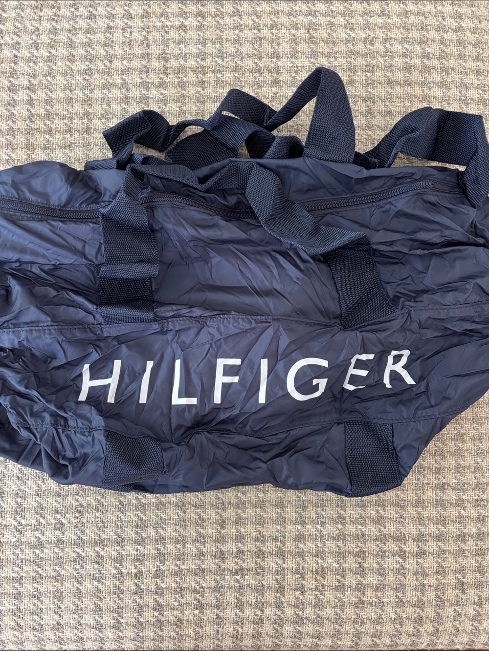 Tommy Hilfiger Navy Duffel Bag with White Logo